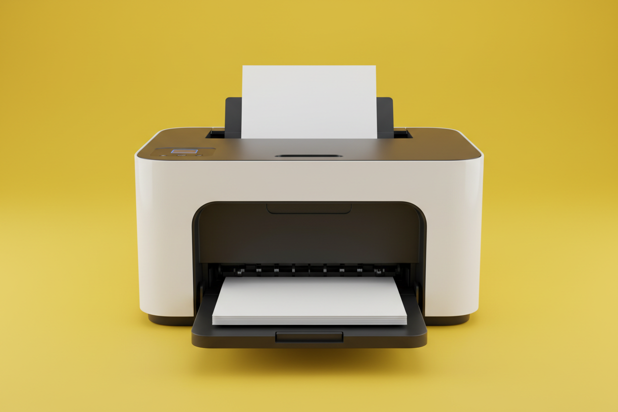 printer with yellow background